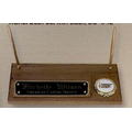 Walnut Name Block Desk Set w/ Logo & 2 Pens